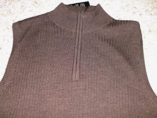 Mens Murano Brown Merino Wool Sweater Vest Large L New
