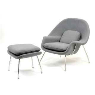 Eero Saarinen Style Womb Chair and Ottoman Set   Dark Grey Modern and