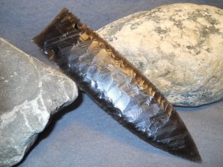  Obsidian Fox Ear Atlatl Spear Point Flint Knapping Black Powder