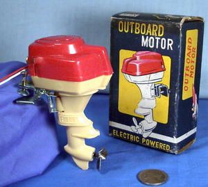 Toy Boat Electric Battery Outboard Motor in Box 1950s Japan Import