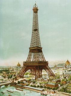 EIFFEL Tower View Paris France Travel Tourism Large Vintage Poster