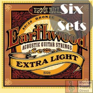 Ernie Ball Earthwood Extra Lt Acoustic Strings 6 Sets