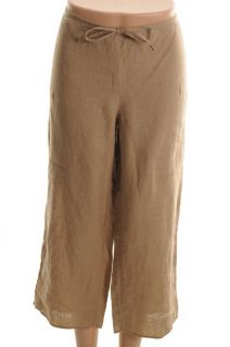 Eileen Fisher New Tan Linen Drawstring Waist Casual Cropped Pants