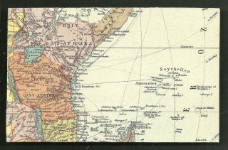 Map Postcard Seychelles German East Africa Stamp 1941
