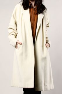 VINTAGE EINIGER 100% CASHMERE COAT Vtg 50s 60s White Ivory Mod Wool