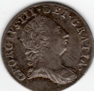 1763 GREAT BRITAIN 3 PENCE XF