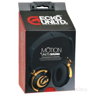 New Marc Ecko Unltd Motion Unltd Sound Headphones w Mic Black Gold