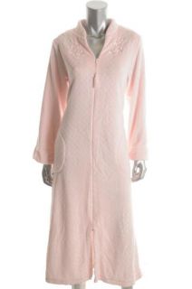 Miss Elaine New Pink Embroidered Long Sleeve Full Zip Long Robe s BHFO
