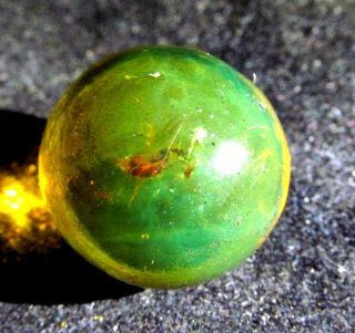 Outstanding Dominican Crystal Clear Deep Green Amber Ball Sphere Bead