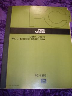 John Deere No 7 Electric Chain Saw Parts Manual