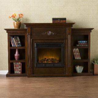 Traditional Old World Electric Fireplace w Bookcase