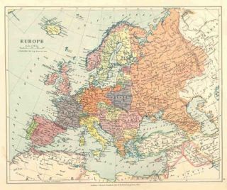 Edward Stanford Circa 1920 Europe The Continent Old Vintage Map