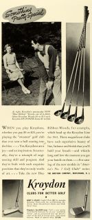 1941 Ad Kroydon Golf Clubs Blue Ribbon Woods Golfing HY Power Irons