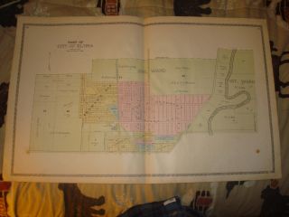 Elyria Lorain County Ohio Antique Handcolored Map