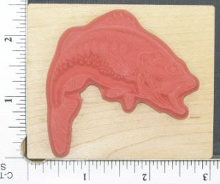 PSX G 1458 Big Mouth Bass Fish Rubber Stamp Fishing