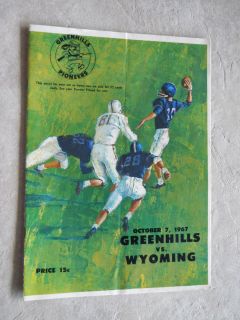 1967 Greenhills Pioneers vs Wyoming Football Program Ohio