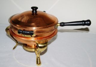 Vintage Copper Brass 5 Piece Fondue Set Warmer with Burner Retro Mid