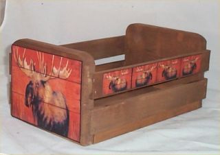 Gift Basket Empty Wood Crate Moose Decor Lodge Decoration Use for Gift