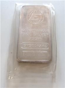 engelhard 10 troy ounces 999 fine silver bar