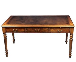 Walnut Antique Style English Writing Desk Library Table w Drawers Free