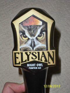 Elysian Man Cave Night Owl Pumpkin Ale Beer Tap Handle Pub Draft Keg