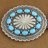 Navajo XLG Turquoise Nickel Silver Concho Belt Emerson