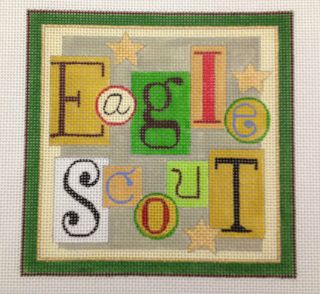 Raymond Crawford Eagle Scout Hand Painted Needlepoint Canvas 18 Count