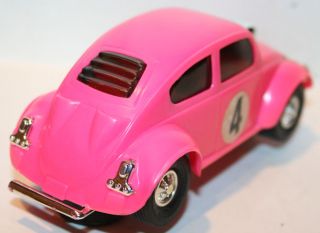 Vintage Eldon Pink 1971 VW Volkswagen Beetle Bug Slot Car 1 32