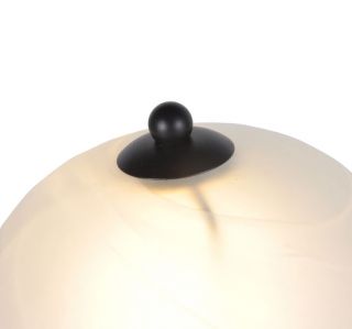 New Homcom Table Lamp Desk Light Lantern Opal Glass Shade Black Base
