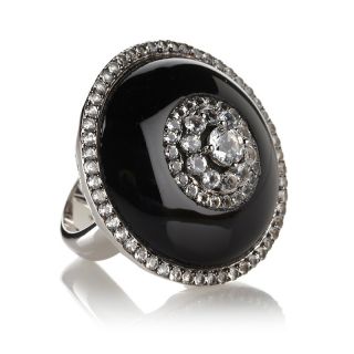 Yours by Loren White Topaz and Black Onyx Sterling Silver Top Ring