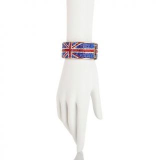 Twiggy London Union Jack Pavé Crystal Hinged Bangle Bracelet