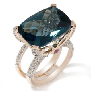  Rings Gemstone 15.87ct London Blue Topaz, Pink Sapphire and Diamond 10