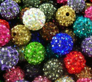  200pcs 10MM CZ Crystal Clay beads FOR Pave Disco Balls Multied colors