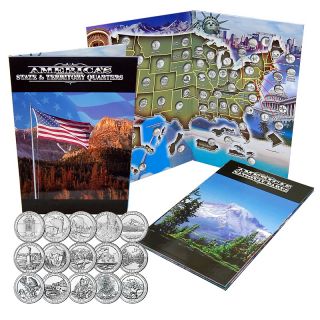 1999 2012 US State, National Parks Quarters with Map