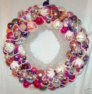  Magnificent Pink Cottage Rose Glass Ornament Wreath