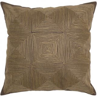 Embroidered Cotton Throw Pillow, 18 x 18in   Brown