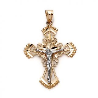 Michael Anthony Jewelry® 2 Tone 14K Crucifix Cross Pendant