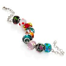 stately steel multicolor glass bead charm bracelet $ 16 95