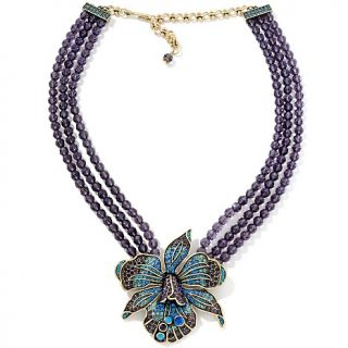 Heidi Daus Exotic Orchid 3 Strand 17 1/4 Drop Necklace