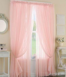  Lt.Pink Sheer Voile Curtain Window Panels 55X84 Each Panel New