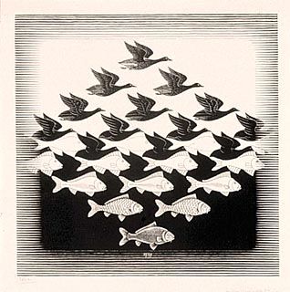  of a figure derived from Sky and Water 1 , one of M.C. Escher