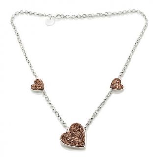  Rose Drusy Heart Station 18 Necklace