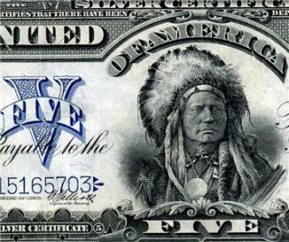 HGR 1899 $5 Elliott White Indian Chief High Grade
