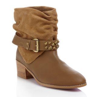 Twiggy London Leather and Suede Boot with Studded Ankle Strap