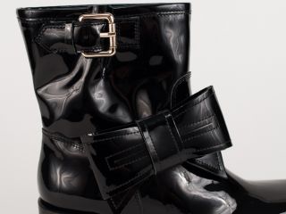 New 2012 Red Valentino Black Rain Boots Size 38 US 8