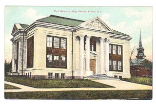 1907 – 1914 PostCard Colt Memorial High School Bristol, Rhode Island
