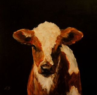 Elizabeth Barrett Original Oil Painting Daily Painter Cow Farm Animal