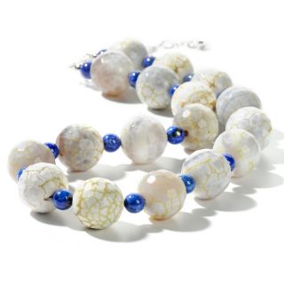  by Jay King Jay King White Flower Stone and Lapis 20 Bead Necklace