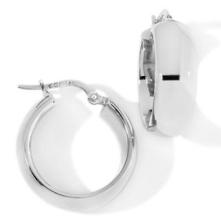 14K White Gold 7x20mm Polished Flat Front Hoop Earrings