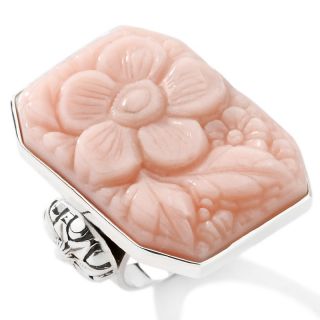 Statements by Amy Kahn Russell Carved Pink Opal Sterling Silver Ring
